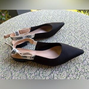 Dior Black J'Adior Slingback Flats faux